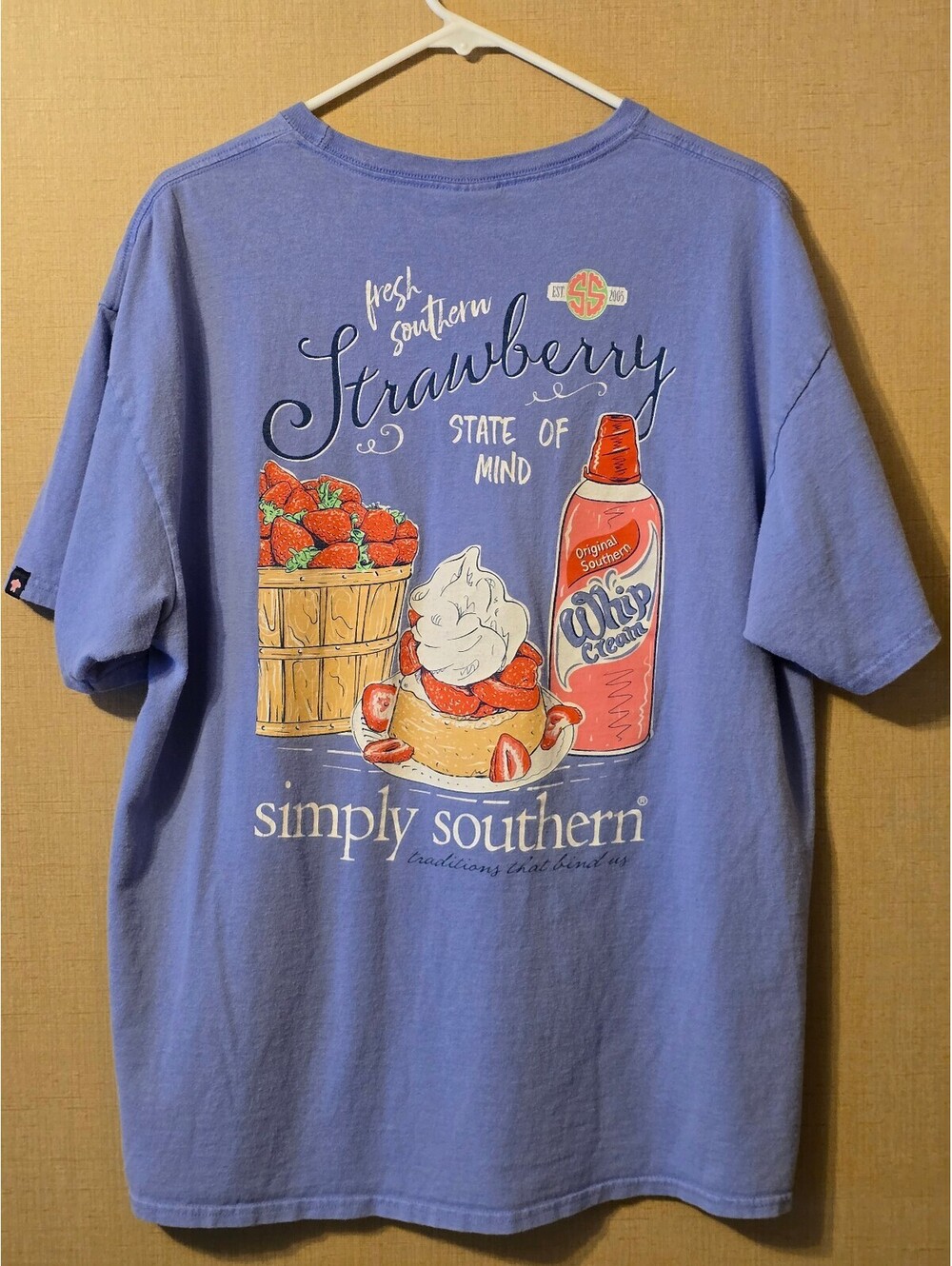 Simply Southern Strawberry State of Mind Graphic Tee Periwinkle Purple XL